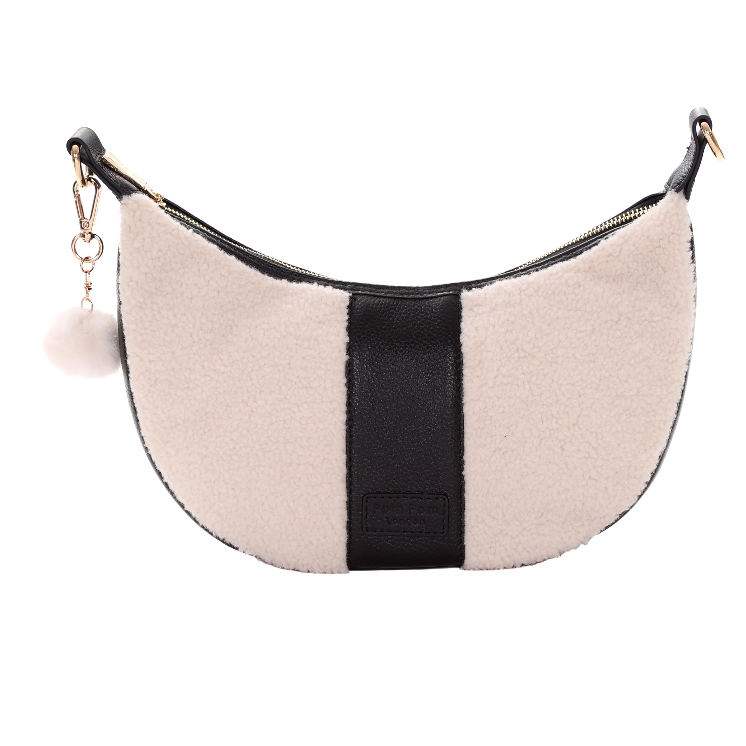 Sutton Sling Faux Fleece & Leather Bag Black
