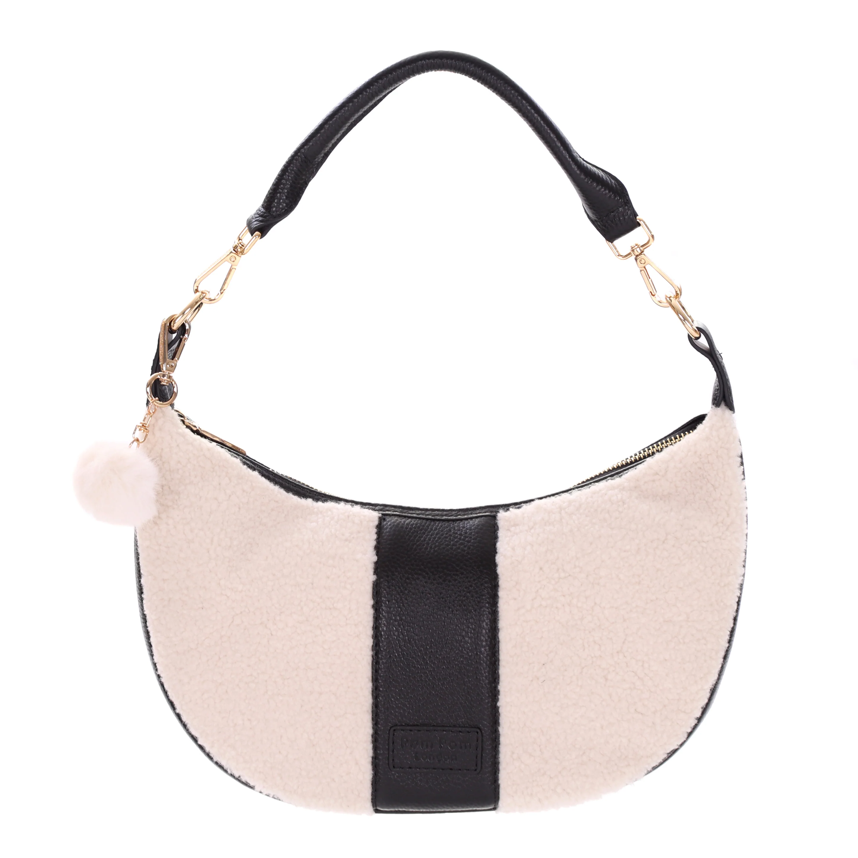 Sutton Sling Faux Fleece & Leather Bag Black - Image 4