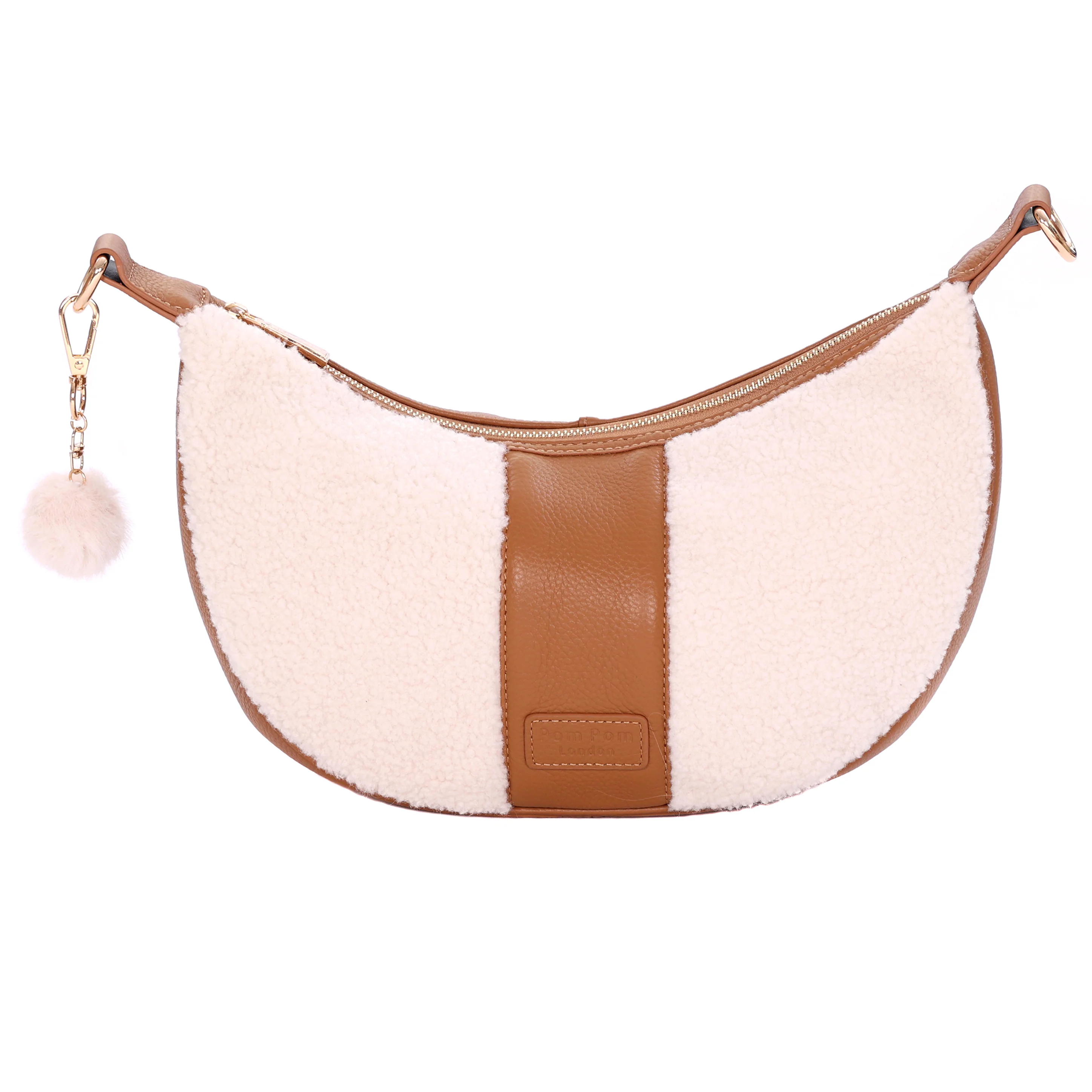 Sutton Sling Faux Fleece & Leather Bag Maple
