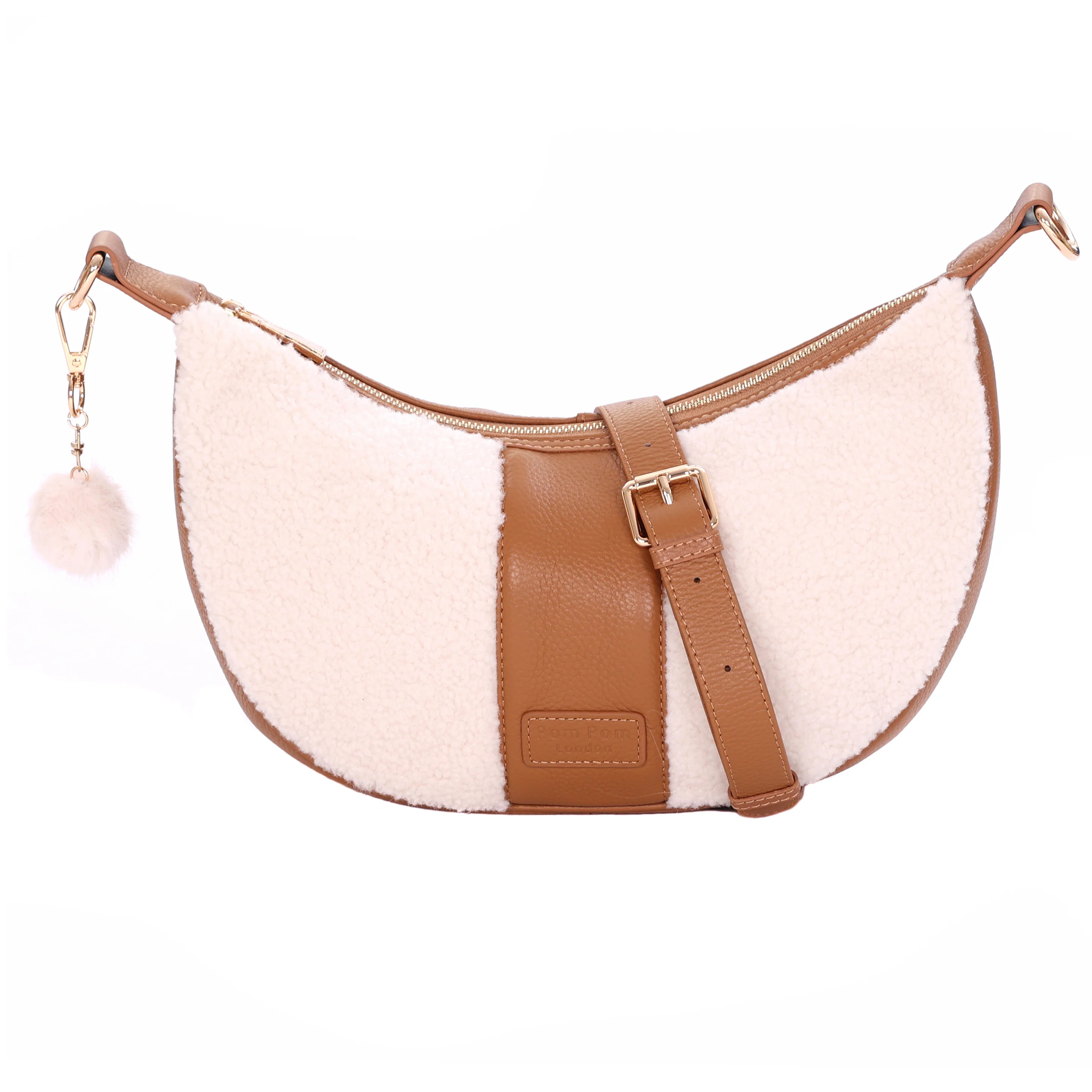 Sutton Sling Faux Fleece & Leather Bag Maple - Image 4