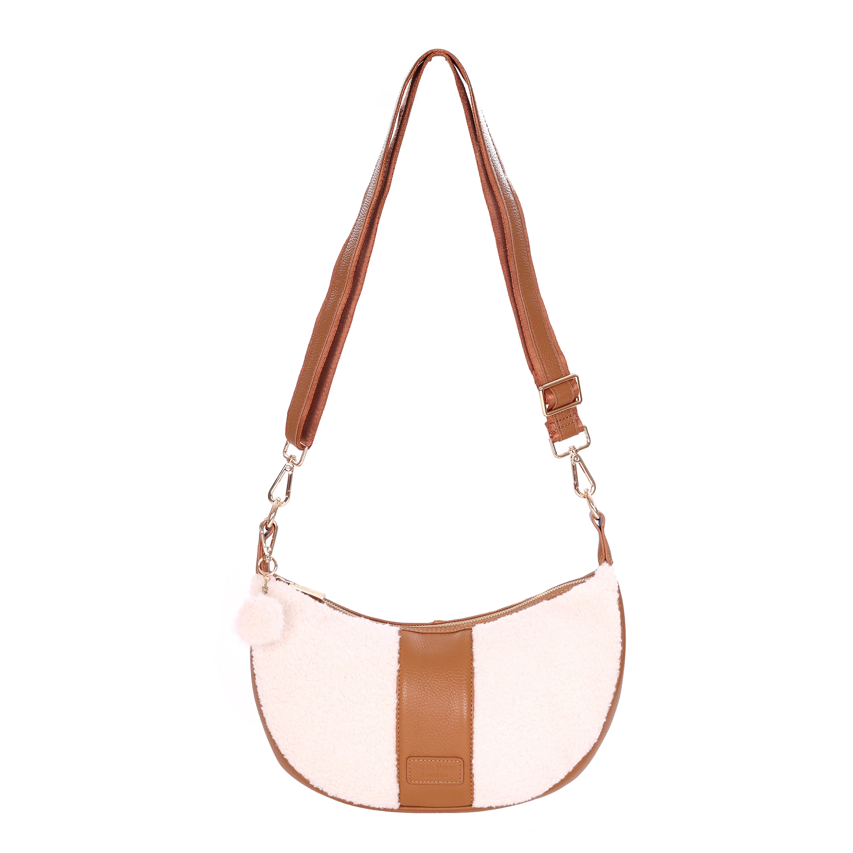 Sutton Sling Faux Fleece & Leather Bag Maple - Image 5